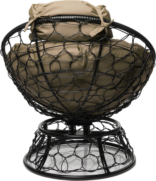 Изображение товара Кресло садовое M-Group Папасан пружинка мини / 12090401 (черный ротанг/бежевая подушка)