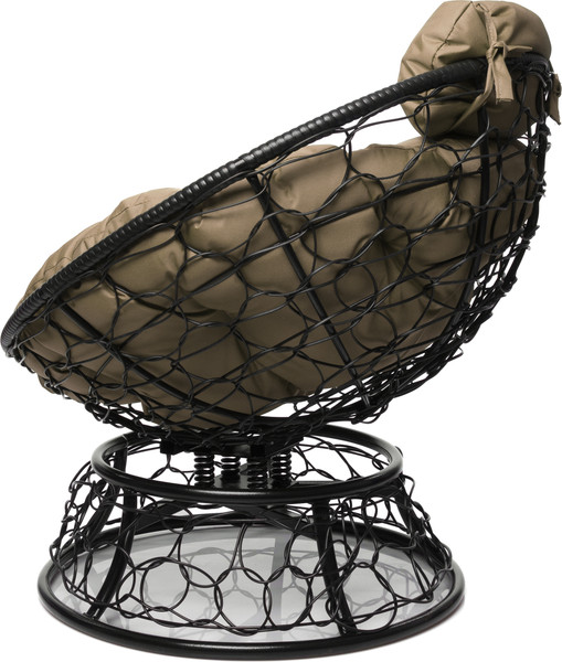 Изображение товара Кресло садовое M-Group Папасан пружинка мини / 12090401 (черный ротанг/бежевая подушка)