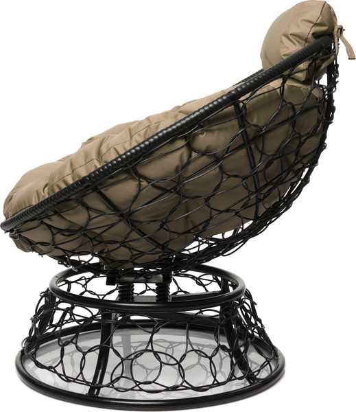 Изображение товара Кресло садовое M-Group Папасан пружинка мини / 12090401 (черный ротанг/бежевая подушка)