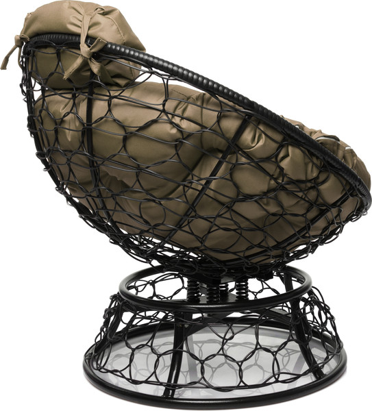 Изображение товара Кресло садовое M-Group Папасан пружинка мини / 12090401 (черный ротанг/бежевая подушка)