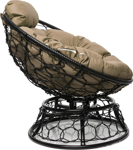Изображение товара Кресло садовое M-Group Папасан пружинка мини / 12090401 (черный ротанг/бежевая подушка)