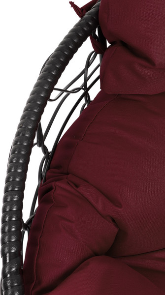 Изображение товара Кресло садовое M-Group Папасан пружинка мини / 12090402 (черный ротанг/бордовая подушка)