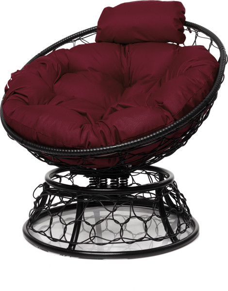 Изображение товара Кресло садовое M-Group Папасан пружинка мини / 12090402 (черный ротанг/бордовая подушка)
