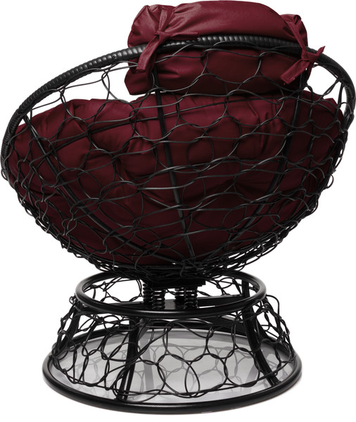 Изображение товара Кресло садовое M-Group Папасан пружинка мини / 12090402 (черный ротанг/бордовая подушка)