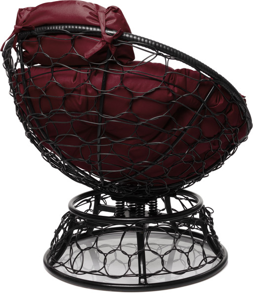 Изображение товара Кресло садовое M-Group Папасан пружинка мини / 12090402 (черный ротанг/бордовая подушка)