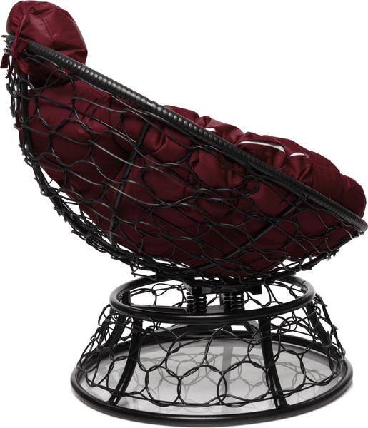 Изображение товара Кресло садовое M-Group Папасан пружинка мини / 12090402 (черный ротанг/бордовая подушка)