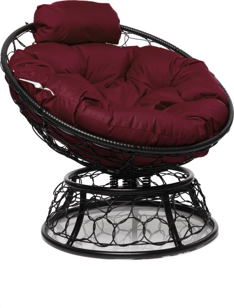 Изображение товара Кресло садовое M-Group Папасан пружинка мини / 12090402 (черный ротанг/бордовая подушка)