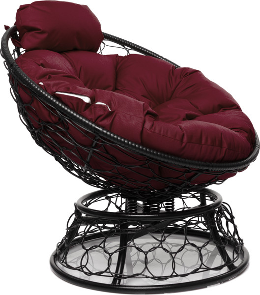 Изображение товара Кресло садовое M-Group Папасан пружинка мини / 12090402 (черный ротанг/бордовая подушка)
