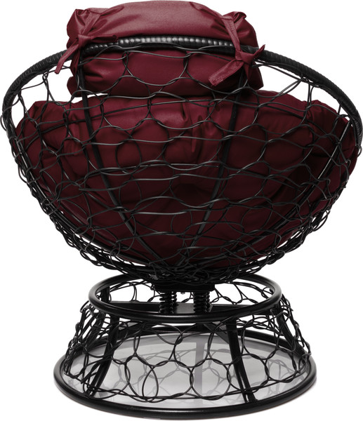 Изображение товара Кресло садовое M-Group Папасан пружинка мини / 12090402 (черный ротанг/бордовая подушка)