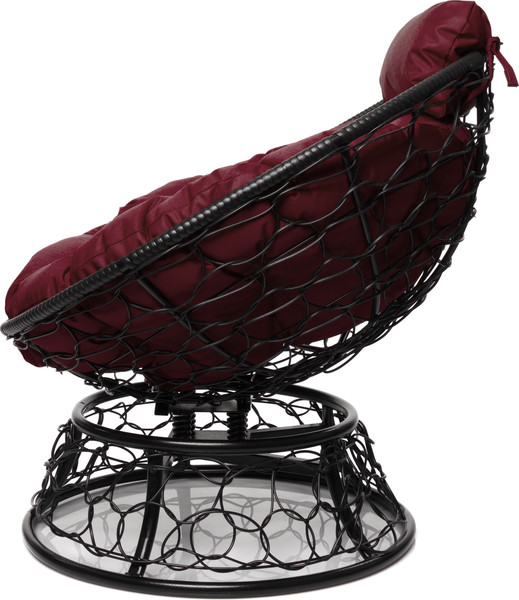 Изображение товара Кресло садовое M-Group Папасан пружинка мини / 12090402 (черный ротанг/бордовая подушка)