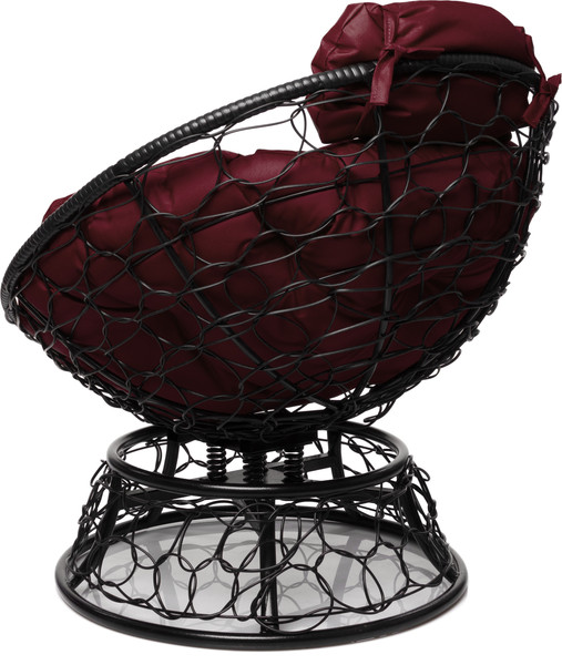 Изображение товара Кресло садовое M-Group Папасан пружинка мини / 12090402 (черный ротанг/бордовая подушка)