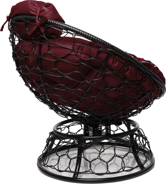 Изображение товара Кресло садовое M-Group Папасан пружинка мини / 12090402 (черный ротанг/бордовая подушка)