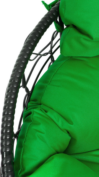 Изображение товара Кресло садовое M-Group Папасан пружинка мини / 12090404 (черный ротанг/зеленая подушка)