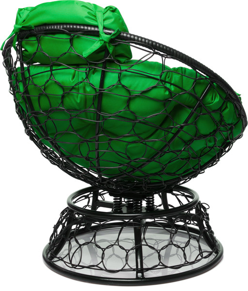 Изображение товара Кресло садовое M-Group Папасан пружинка мини / 12090404 (черный ротанг/зеленая подушка)