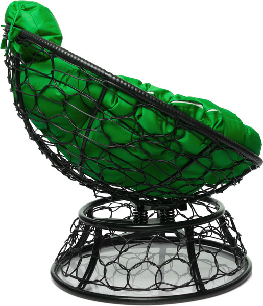 Изображение товара Кресло садовое M-Group Папасан пружинка мини / 12090404 (черный ротанг/зеленая подушка)