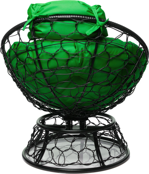 Изображение товара Кресло садовое M-Group Папасан пружинка мини / 12090404 (черный ротанг/зеленая подушка)