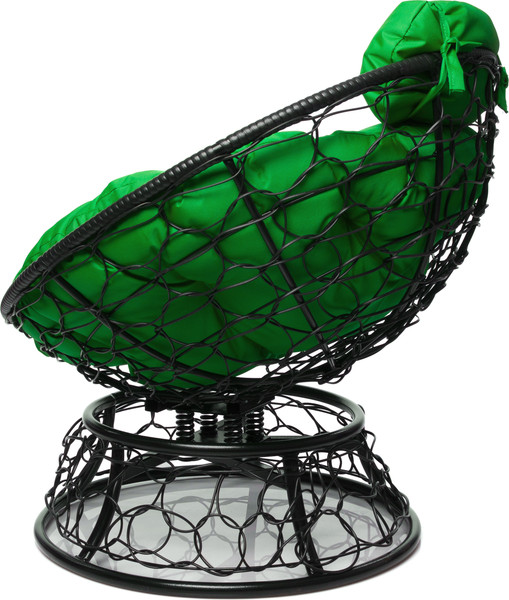 Изображение товара Кресло садовое M-Group Папасан пружинка мини / 12090404 (черный ротанг/зеленая подушка)