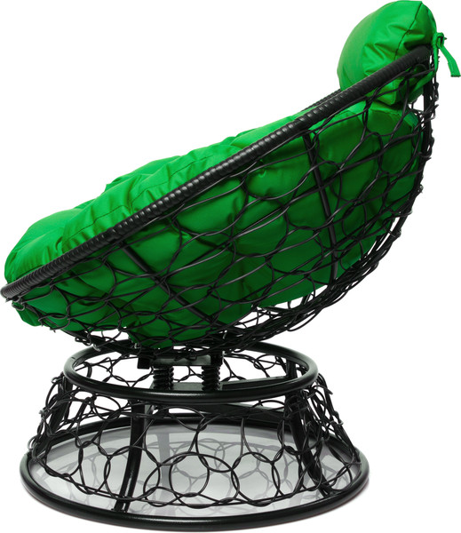 Изображение товара Кресло садовое M-Group Папасан пружинка мини / 12090404 (черный ротанг/зеленая подушка)