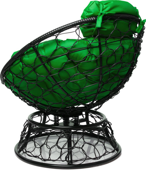 Изображение товара Кресло садовое M-Group Папасан пружинка мини / 12090404 (черный ротанг/зеленая подушка)