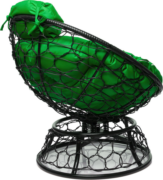 Изображение товара Кресло садовое M-Group Папасан пружинка мини / 12090404 (черный ротанг/зеленая подушка)