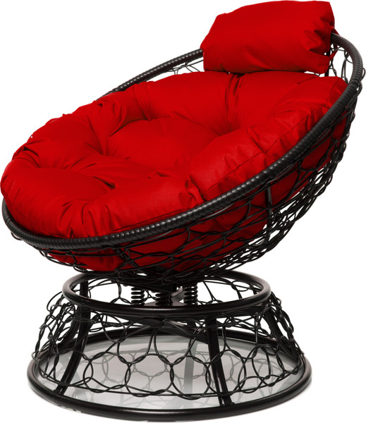 Изображение товара Кресло садовое M-Group Папасан пружинка мини / 12090406 (черный ротанг/красная подушка)