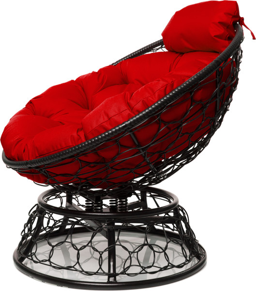Изображение товара Кресло садовое M-Group Папасан пружинка мини / 12090406 (черный ротанг/красная подушка)