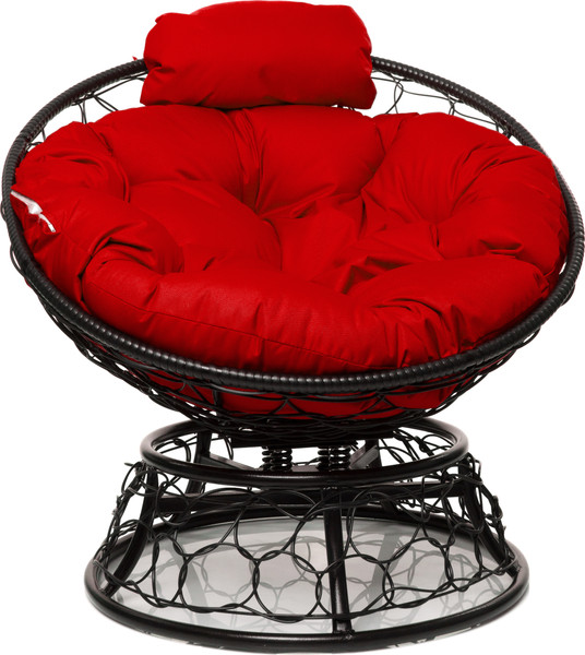 Изображение товара Кресло садовое M-Group Папасан пружинка мини / 12090406 (черный ротанг/красная подушка)
