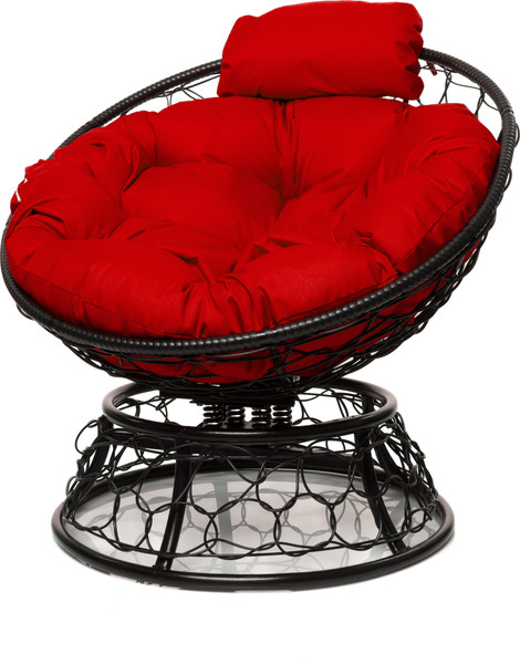 Изображение товара Кресло садовое M-Group Папасан пружинка мини / 12090406 (черный ротанг/красная подушка)