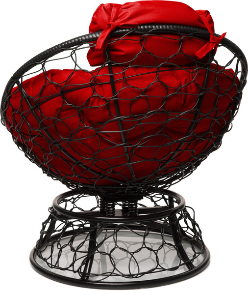 Изображение товара Кресло садовое M-Group Папасан пружинка мини / 12090406 (черный ротанг/красная подушка)