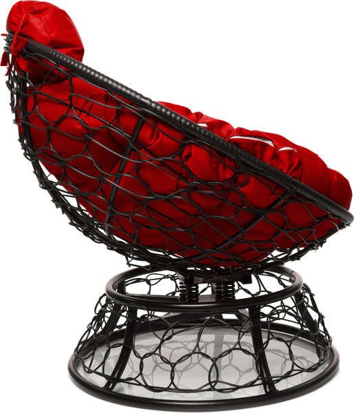 Изображение товара Кресло садовое M-Group Папасан пружинка мини / 12090406 (черный ротанг/красная подушка)