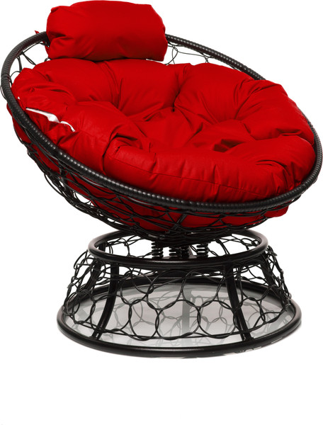 Изображение товара Кресло садовое M-Group Папасан пружинка мини / 12090406 (черный ротанг/красная подушка)