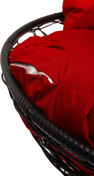 Изображение товара Кресло садовое M-Group Папасан пружинка мини / 12090406 (черный ротанг/красная подушка)