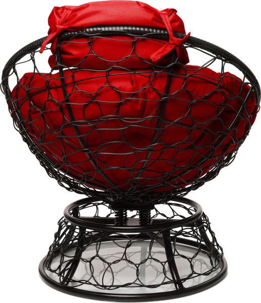 Изображение товара Кресло садовое M-Group Папасан пружинка мини / 12090406 (черный ротанг/красная подушка)