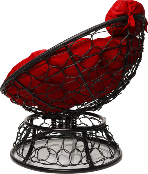 Изображение товара Кресло садовое M-Group Папасан пружинка мини / 12090406 (черный ротанг/красная подушка)