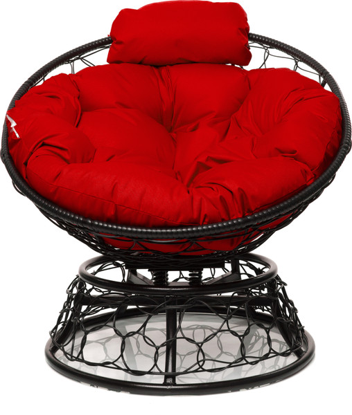 Изображение товара Кресло садовое M-Group Папасан пружинка мини / 12090406 (черный ротанг/красная подушка)
