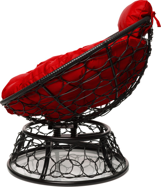 Изображение товара Кресло садовое M-Group Папасан пружинка мини / 12090406 (черный ротанг/красная подушка)