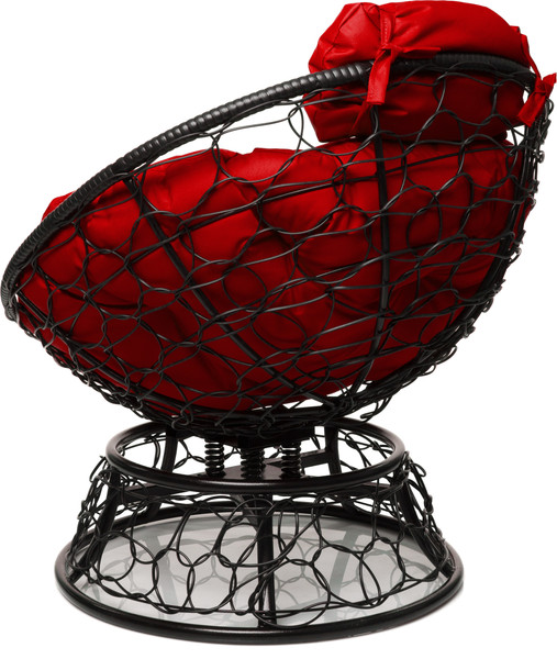 Изображение товара Кресло садовое M-Group Папасан пружинка мини / 12090406 (черный ротанг/красная подушка)