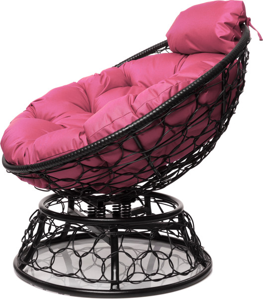Изображение товара Кресло садовое M-Group Папасан пружинка мини / 12090408 (черный ротанг/розовая подушка)
