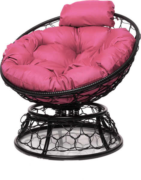 Изображение товара Кресло садовое M-Group Папасан пружинка мини / 12090408 (черный ротанг/розовая подушка)