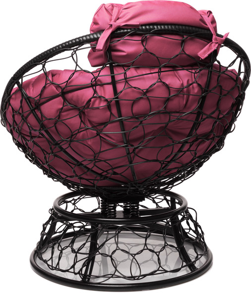 Изображение товара Кресло садовое M-Group Папасан пружинка мини / 12090408 (черный ротанг/розовая подушка)