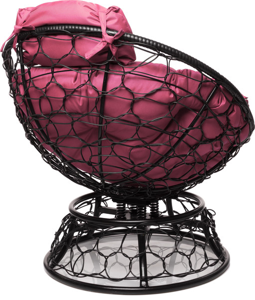 Изображение товара Кресло садовое M-Group Папасан пружинка мини / 12090408 (черный ротанг/розовая подушка)