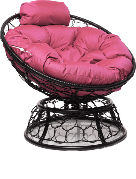 Изображение товара Кресло садовое M-Group Папасан пружинка мини / 12090408 (черный ротанг/розовая подушка)