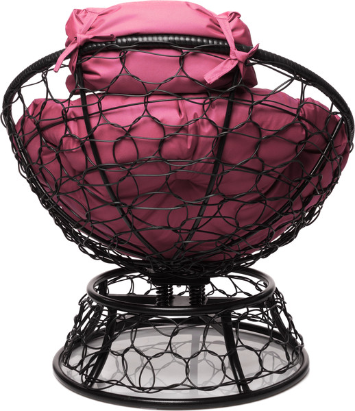 Изображение товара Кресло садовое M-Group Папасан пружинка мини / 12090408 (черный ротанг/розовая подушка)