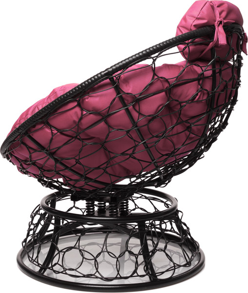 Изображение товара Кресло садовое M-Group Папасан пружинка мини / 12090408 (черный ротанг/розовая подушка)