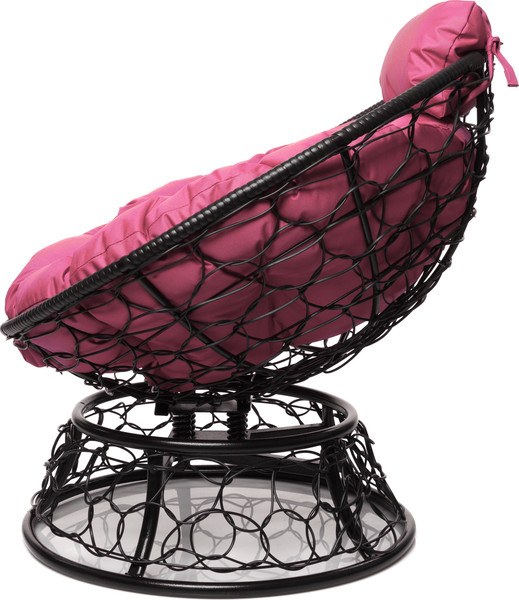 Изображение товара Кресло садовое M-Group Папасан пружинка мини / 12090408 (черный ротанг/розовая подушка)