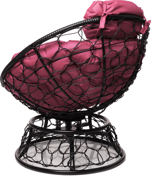 Изображение товара Кресло садовое M-Group Папасан пружинка мини / 12090408 (черный ротанг/розовая подушка)