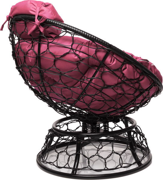 Изображение товара Кресло садовое M-Group Папасан пружинка мини / 12090408 (черный ротанг/розовая подушка)