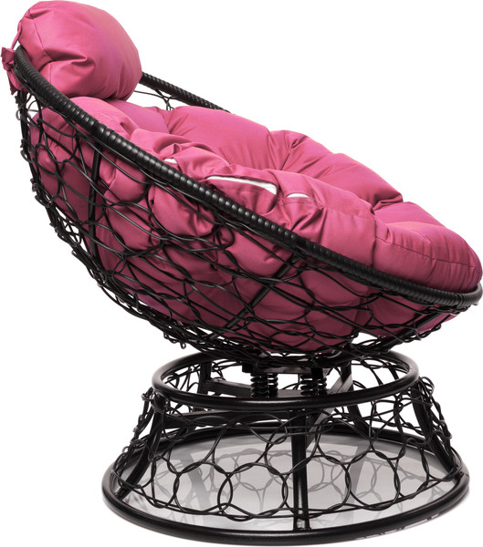 Изображение товара Кресло садовое M-Group Папасан пружинка мини / 12090408 (черный ротанг/розовая подушка)