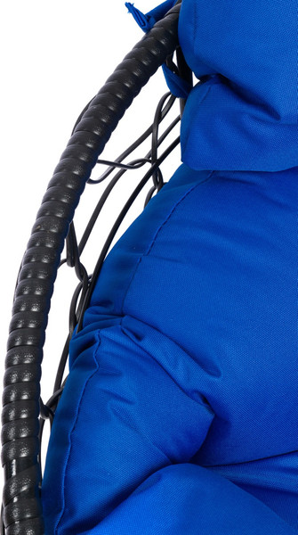 Изображение товара Кресло садовое M-Group Папасан пружинка мини / 12090410 (черный ротанг/синяя подушка)