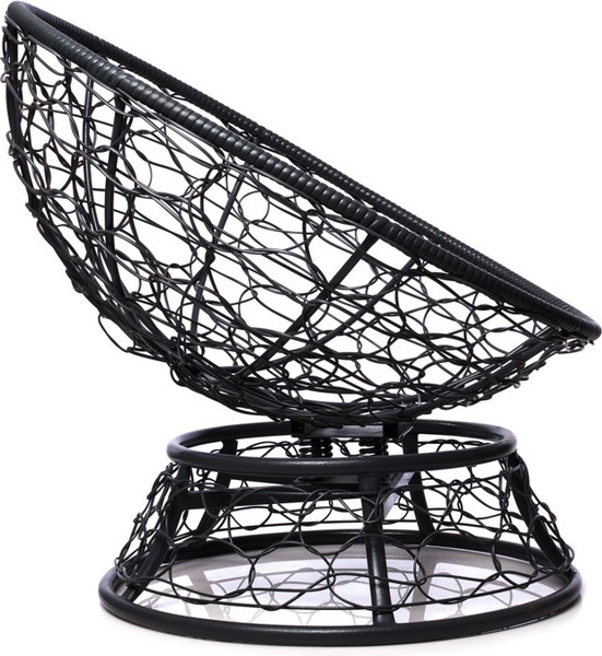 Изображение товара Кресло садовое M-Group Папасан пружинка мини / 12090410 (черный ротанг/синяя подушка)